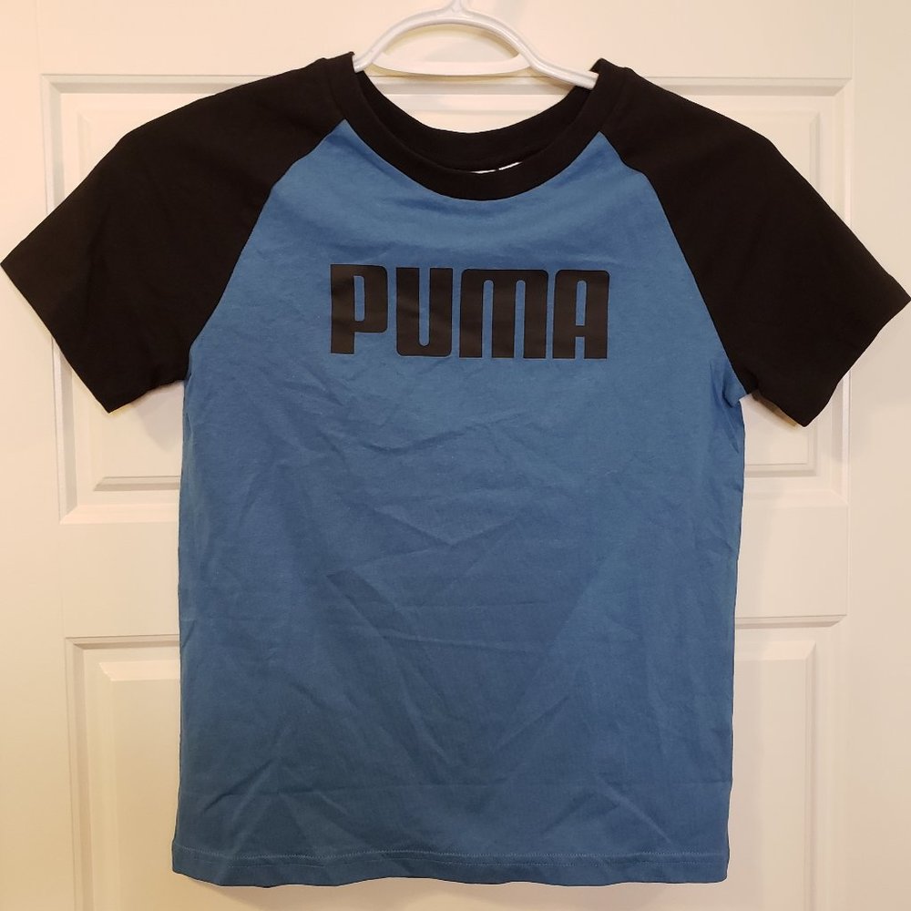 Puma Boy's Blue Black PUMA Short-Sleeve T-shirt - Size: Medium or 7/8